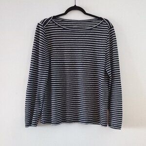 J. CREW linen blue and white striped long sleeve top